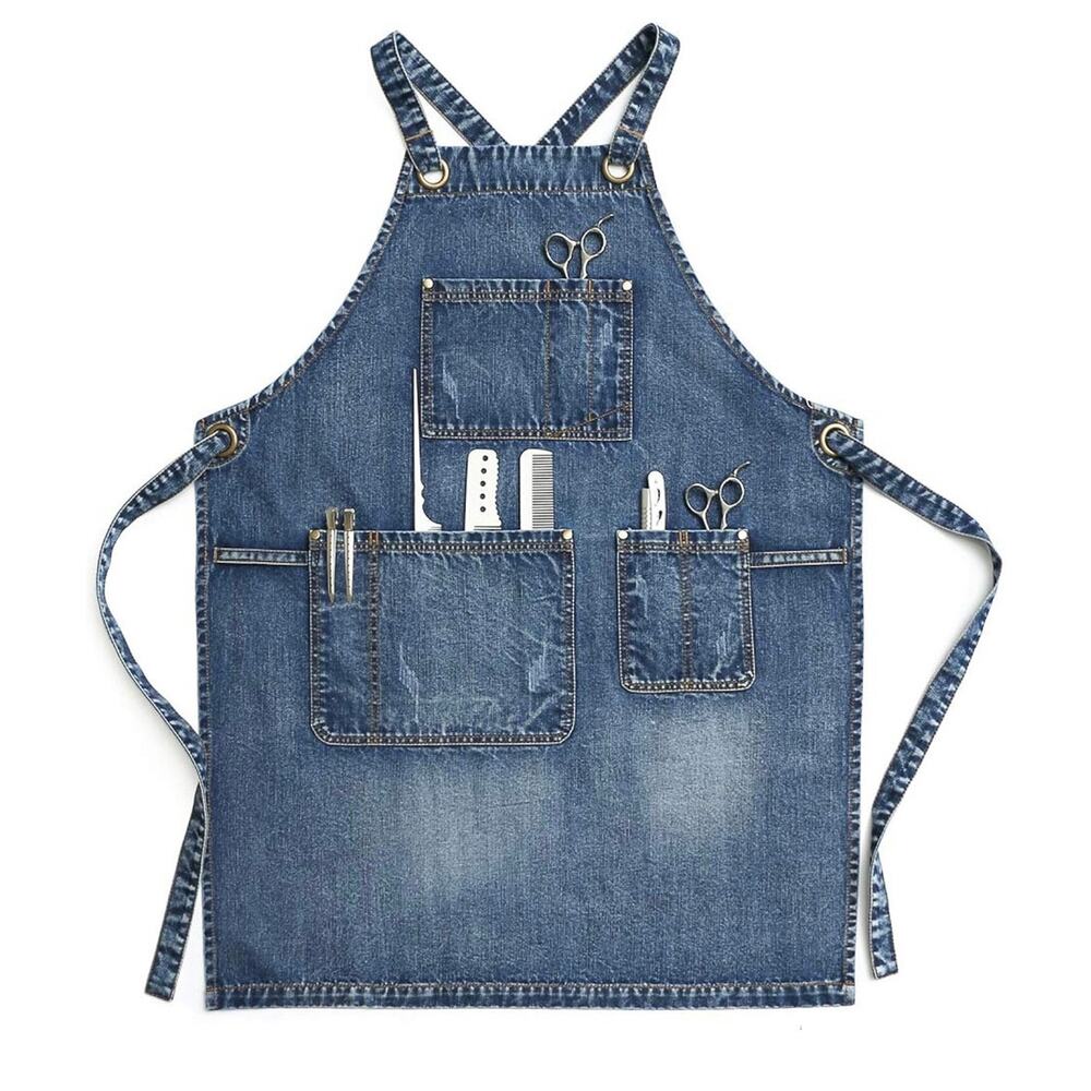 Jeanerlor Hair Stylist Cosmetology Blue Denim Gardening Work Apron Women M NWT
